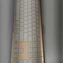 Wireless Keyboard and Mouse, Vssoplor Rechargeable Quiet Full-Size Keyboard and Mouse Combo Set Ultra Slim Design for Laptop, PC, Notebook, Desktop-White and Gold