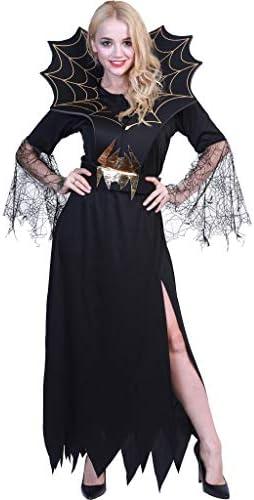 EraSpooky Women Spider Witch Vampire Long Halloween Dress, M