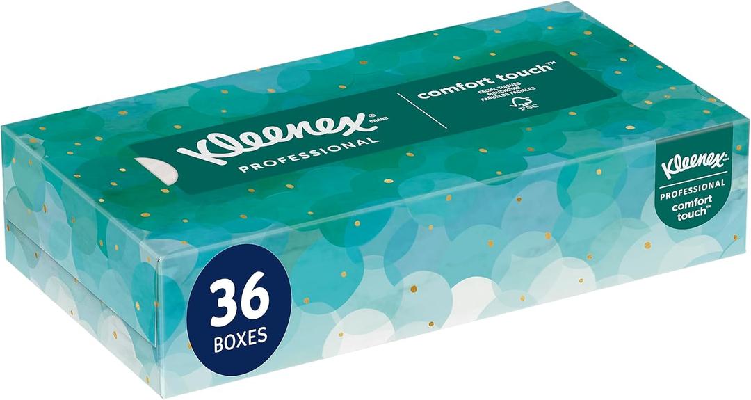 Kleenex Professional Facial Tissue, Bulk (21400), 2-Ply, White, Flat Boxed Format, Designed for Business (100 Tissues/Box, 36 Boxes, 3,600 Sheets/Case) (100 Count (Pack of 36), Box Color: Teal)