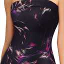 VFSHOW Womens Floral Strapless Wedding Guest Cocktail Bodycon Maxi Dress (Black)