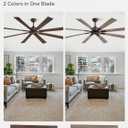 ZMISHIBO 72 Inch Ceiling Fan No Light with Remote Control, 8 Blades Quiet DC Reversible Motor, 6-Speed, Timer, Oil Rubbed Bronze Finish, Indoor Outdoor Ceiling Fans for Patios, Living Room, Garage