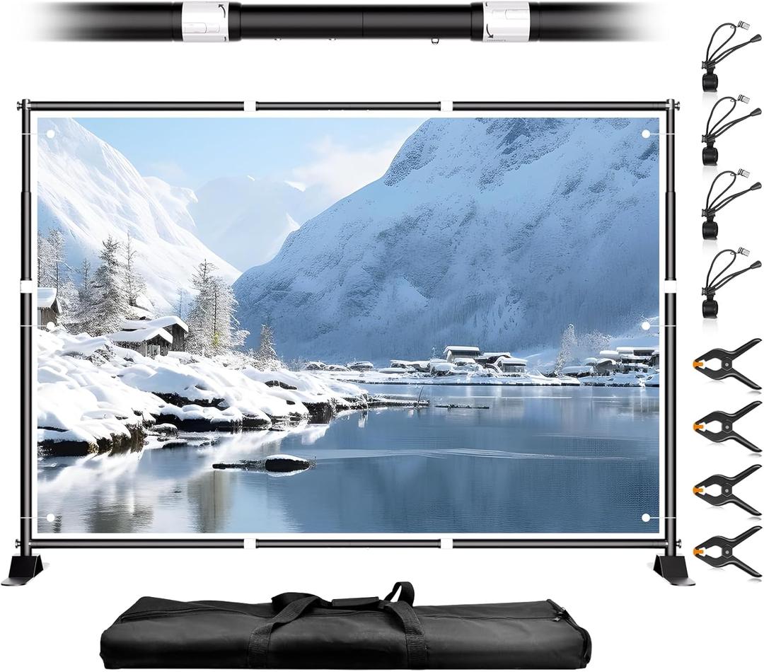 10 x 8FT Backdrop Banner Stand, Heavy Duty Adjustable Photo Background Support Frame Kit, Step and Repeat Stand for Photo Booth, Parties, Exhibition, Trade Show, Wedding (Black)