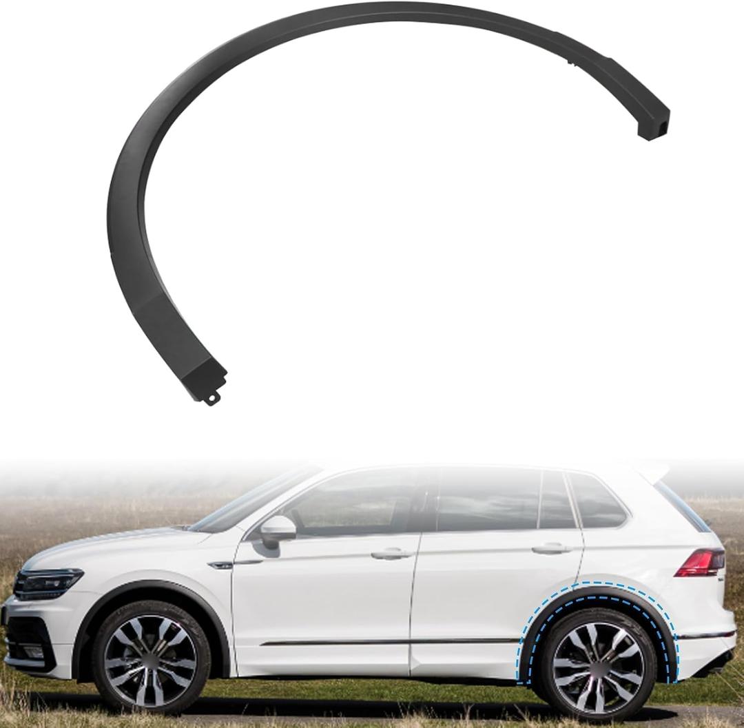 GXARTS Black Left Side Rear Driver Wheel Opening Molding 5NN854819A9B9 Compatible with Volkswagen Tiguan 2.0L 2018 2019 2020 2021 2022 2023