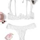 Avidlove Sexy Lingerie Set for Women Lace Bra and Panty Sets Underwire Push Up Lace Lingerie Set XS-XXL (White, XS)