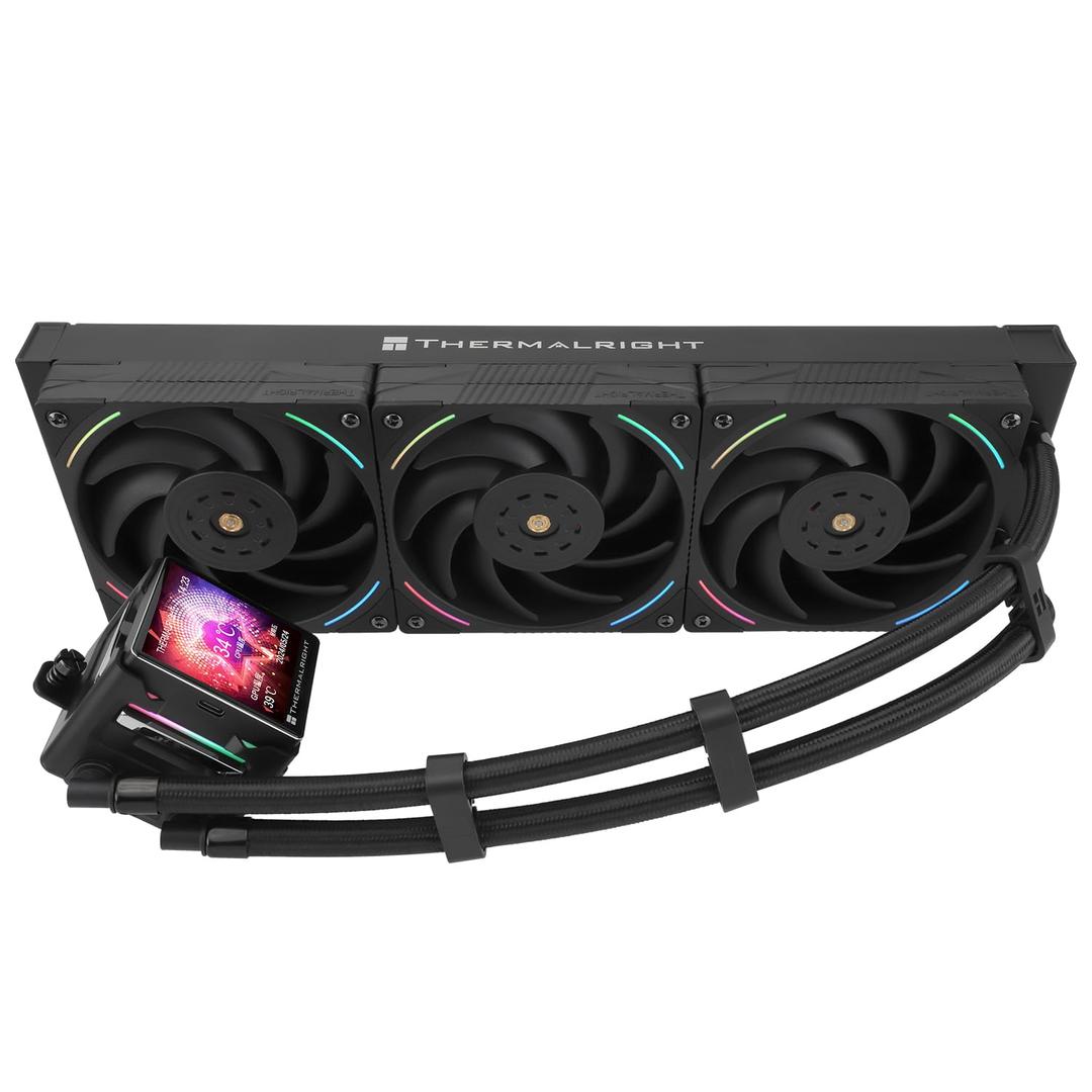 Thermalright Elite Vision 360 ARGB BLACK AIO CPU Liquid Cooler,IPS LCD Screen with 320*320 Resolution,for AM4/AM5/Intel LGA1700/1851,2.73 inchMagnet-Absorbent LCD Screen for Images,Black PC Cooling