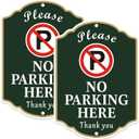 Please No Parking Here Sign - 2 Pack, 10 x 14 Rust Free Aluminum Private Drive Sign, Weatherproof, Fade Resistant, Easy Mounting.