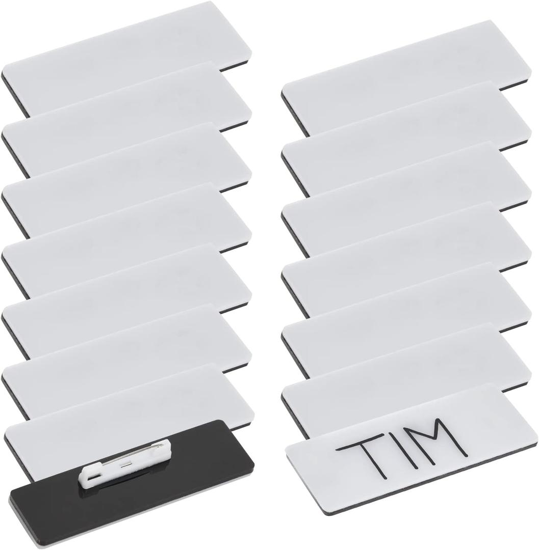 Juvale 15-Pack Blank Name Tag Pin Badges, White Blank Name Tags for Employee ID Badges, Custom Personnel Labels for Retail Stores, Restaurants, and Offices (3x1in) Juvale 15-Pack Blank Name Tag Pin Badges, White Blank Name Tags for Employee ID Badges, Custom Personnel Labels for Retail Stores, Restaurants, and Offices (3x1in)