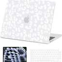 AKIT Compatible with MacBook Air 13 inch Case 2026 2025 2024-2022 M4 M3 M2 A3240 A3113 A2681, Unique Hard Shell Laptop Case+Screen Protector+Keyboard Cover for MacBook Air 13.6 inch, White Leopard