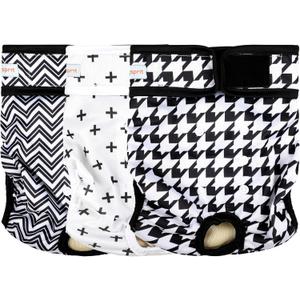 Langsprit Washable Female Dog Diapers (3 Pack)  No Leak Reusable Diapers for Doggy Female in Period  Highly Absorbent Dog Heat Panties with Adjustable Snaps