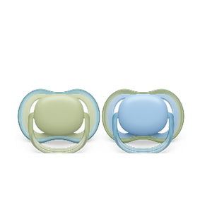 Philips Avent Ultra Air Pacifier - 4 x Light, Breathable Baby Pacifiers for Babies Aged 0-6 Months, BPA Free with Sterilizer Carry Case, SCF085/48 (pastel green / celestial blue)