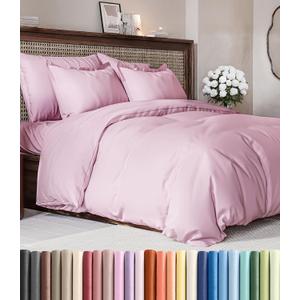 Duvet Cover Full Size Set - Extra Soft Full Duvet Cover 80" x 90" with 2 Pillow Shams - Hotel Luxury, Easy Care & Fade Free w/ Zipper Closures & Ties - All Season, Comfy and Breathable (Light Pink)