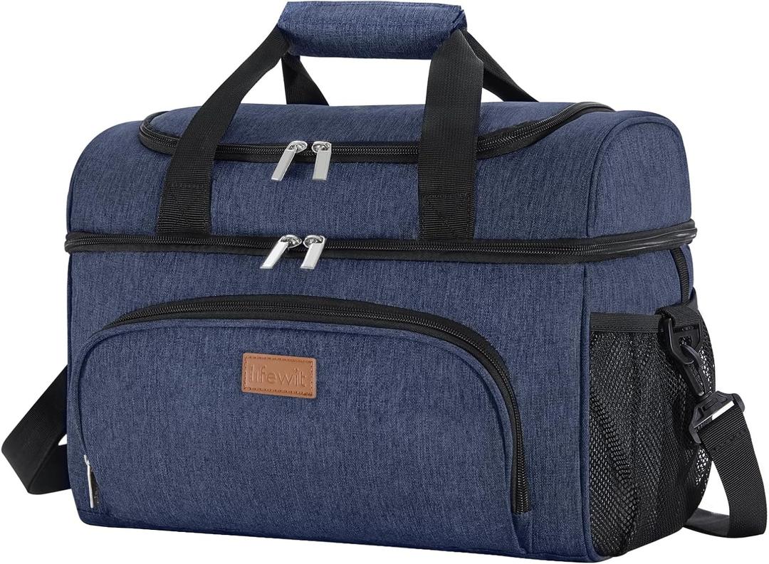 Lifewit Large Cooler Bag Insulated Lunch Bag Lightweight Portable Cool Bag Double Layer for Picnic, Beach, Work, Trip, Blue, 32-can