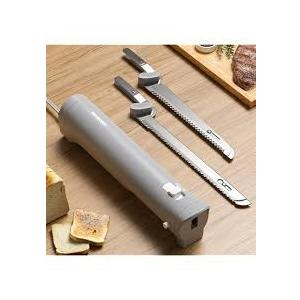 Electric Knife, Electric Bread Knife with 4 Stainless Steel Blades, Safety Lock Switch, Electric Cutting Knife for Meats, Poultry, Bread, Cheese & More (Gray)