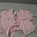 Lilosy Sexy Lace Push Up Corset Garter 3 Piece Lingerie Set (Pink, M)