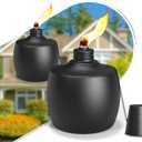 2-Pack Citronella Tabletop Torches, 21.5 oz Table Top Torches for Outdoor, Metal Oil Burner Candles, Garden Torches with Fiberglass Wick for Yard, Patio, Deck, Garden, Party, Landscape (Black 2 PCs)