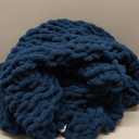 Bigacogo Chunky Knit Throw Blanket for Couch, 40x60 inches, 100% Hand Knitted with Thick Jumbo Chenille Yarn, Cozy Soft Large Rope Knot Cable Crochet Blankets for Sofa Bed Living Room, Deep Sea Blue