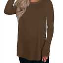 BZB Womens Long Sleeve Tunic Tops Fall Casual Crew Neck Side Split Hi-Low Hem Loose Shirts To Wear With Leggings (Brown, L)