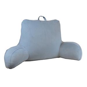Klear Vu Velour Reading Pillow Bed Back Rest Pillow with Arms and Pockets for Gaming, Working on Laptop, Watching TV, Lumbar Support Perfect for Adults, Teens, Kids and Pregnancy, Gray