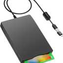 3.5" USB External Floppy Disk Drive Portable 1.44 MB FDD USB Drive Plug and Play for PC Windows 10 7 8 XP Vista Mac Black (1P)