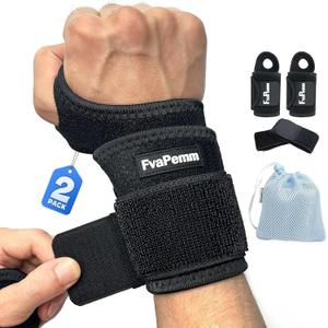 Wrist Brace for Carpal Tunnel 2 Pack Right Left Hand, Adjustable Wrist Brace for Day Night Support, Wrist Support Wraps for Women Men,Tendonitis, Arthritis, Weightlifting, Sports, Black (Free Size (Fit 5-10" Wrist Circumference))