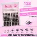 Lash Clusters Kit, DIY Cluster Eyelash Extensions 516mm,132pcs Fluffy D Curl Natural Lashes with Bond and Seal,Remover, TweezersNatural Fake Cat Eye Individual Manga Clusters 1-2-L