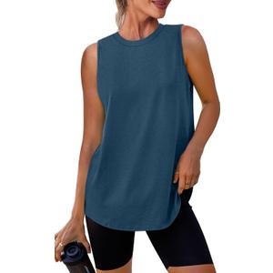 Womens Workout Tank Tops Lightweight Sleeveless Shirts for Women Loose Fit Tops for Athletic Running Tennis Yoga (Blue, XXL)