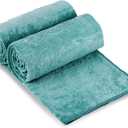 JML Microfiber Bath Towels, 2 Pack, 30" x 60", Oversized, Large, Soft, Super Absorbent and Fast Drying Bathroom Towel Set for Sport, Fitness, Yoga (Green-Floral Embossed)