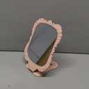 Dressing Mirror Fold Makeup Mirror, Retro Hand Held Beauty Mirror Light Portable Travel Mirror Plastic Single Side Small Mirror Clear (Color : Pink, Size : 20.514.3CM) (8.1"L x 5.6"W)