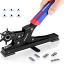 WORKPRO Desktop Leather Hole Punch Set, Rotary Belt Hole Puncher for Leather, 6 Punch Sizes, Heavy Duty Leather Hole Punch Tool for Leather Belts, Dog Collars, Watch Band, Saddles, Shoes, Home DIY