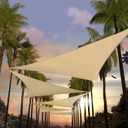 Amgo 10' x 10' x 10' Beige Triangle Sun Shade Sail UPF50+ Canopy Awning AGSLT, 95% UV Blockage, Water & Air Permeable, 200GSM Heavy Duty Commercial and Residential (We Make Custom Sizes)