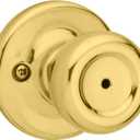 Kwikset Mobile Home Interior Privacy Door Knob with Lock, Door Handle For Bathroom and Bedroom, Polished Brass Keyless Turn Lock Doorknob (1 Count (Pack of 1))