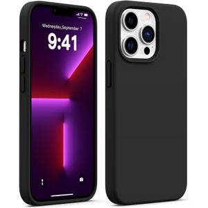 JELE Compatible with iPhone 13 Pro Max Case Silicone, Shockproof iPhone 13 Pro Max Case with [Military Drop Protection], [Soft Anti-Scratch Microfiber Lining], Dust-Resistant Phone Cover, Black