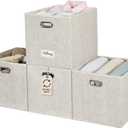 DECOMOMO Felt Storage Bins 13x15x13 Storage Cube Bins with Labels, Baskets for Organizing Shelves (Kallax / 4pcs, Beige)