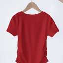 Arshiner Girls Shirts Side Ruched Short Sleeve Crewneck Fitted Tops Casual Summer Soft Tee Clothes 5-12 Years (Red)