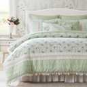 Madison Park King Comforter Set Cottage Cotton Comforter for King Size Bed, All Season, Lightweight King Cotton Bedding Include Shams, Bedskirt & Décor Pillows, Dawn, King Sage Green 9 Piece