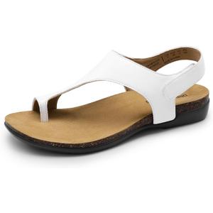 DREAM PAIRS Women's Comfortable Cork Footbed Arch Support Sandals Casual to Dressy Thong Walking Flat Sandals for Summer, 7