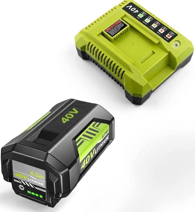40 Volt Battery and Charger Replacement for Ryobi 40V Battery and Charger Kit 6.0 Ah Lithium-Ion Battery Set OP40602