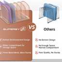 5-Section File Organizer for Desk, Metal File Folder Holder, Rose Gold | 5 Vertical Compartments with Sturdy Metal Base for Office Documents Books Magazines and Laptop