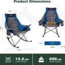 SUNNYFEEL Rocking Camping Chair Fully Padded Patio Folding Chair Portable Oversized Outdoor Rocker High Back Lawn Recliner with Side Pocket Camp Rocker Chairs for Adults Heavy Duty 500 LBS Blue, 1 Pack