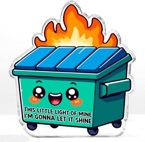 Dumpster Fire Desk Accessories，Dumpster Fire Ornament， Funny Desk Sign Decor, Emotional Desks Accessories for Staff Teacher Office Coworker, Women Men Medical Volunteer 4.7x4.2 Inch Set of 2