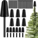18Pcs Christmas Tree Topper Holder Black Tree Topper Support Adjustable Treetop Stabilizer Kits with Rods Secure Ties Lightweight Treetop Star Ornaments Supporter for Tree Top Decorations