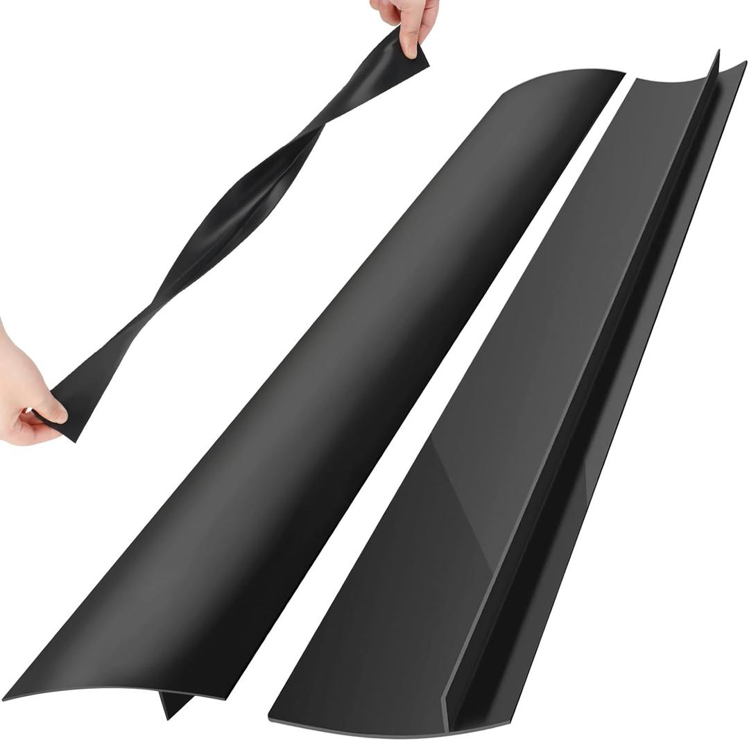 Rolett 2 Pack Silicone Stove Counter Gap Covers, Heat Resistant Stove Gap Filler, 21 Inch Black Stove Guard for Counter, Easy to Clean