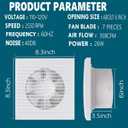 6 Inch Exhaust Fan, 26W Wall Mount Small Ventilation Fan With Switch, 139CFM Ventilation Extractor Fan With Anti-backflow Check Valve Ultra Thin For Bathroom Kitchen Garage(White)