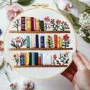 JOZYSH 8'' Flowers Embroidery Kit for Beginners Stamped Books and Flowers Pattern Embroidery Kit Cross Stitch Kit Embroidery Starter Kit with Instructions, Embroidery Hoops for Home Ofiice Decor