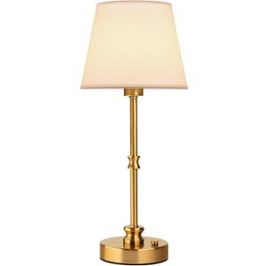 EppieBasic Set of 2 Cordless Table Lamp, 5200mAh Rechargeable Battery Operated Lamp, Portable LED Touch Light, Stepless Dimming, Small Gold with Fabric Shade, 2700K for Dining, Bedside, Bathroom