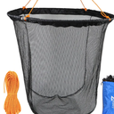 Drasry Foldable Bridge and Pier Fishing Landing Net - High Load-Bearing Aluminum Ring Drop Net for Saltwater Freshwater - Collapsible Basket With 49.2 FT Rope 23.6x23.6x27.5 IN