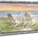 old barn Beach Wall art Beach Chair Picture Frame Hand Painted Texture Ocean Wood Wall Art s Seascape Painting Coastal Artwork for Walls Large Beach chair wall art, 60"L x 30"W