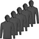 Mens Active Athletic T-Shirts Set Long Sleeve UPF 50+ Sun Protective Quick Dry Hoodies Workout Shirt 5 Pack (Gray, L)