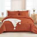 Andency Oversized Queen Comforter Set 7 Pieces, Burnt Orange | 7 Pieces, Bed in a Bag, Soft Lightweight Fluffy Polyester, Elegant Boho Tufted Reversible Bedding Set, All Season