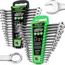 SWANLAKE GARDEN TOOLS 30-Piece Combination Wrench Set, Metric & SAE (8-22mm & 1/4 to 1-1/16),12-Point Open End Standard Wrench Set, Mechanics Wrenches Sets, Chrome Vanadium Steel with Storage Rack